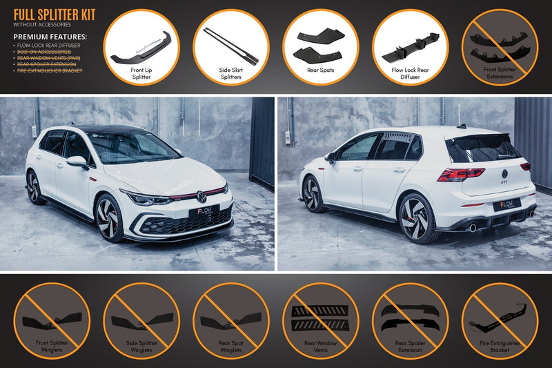 Flow Designs Full Lip Splitter Set | Golf GTI MK8