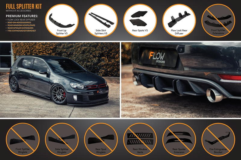 Flow Designs Full Lip Splitter Set | Golf GTI MK6