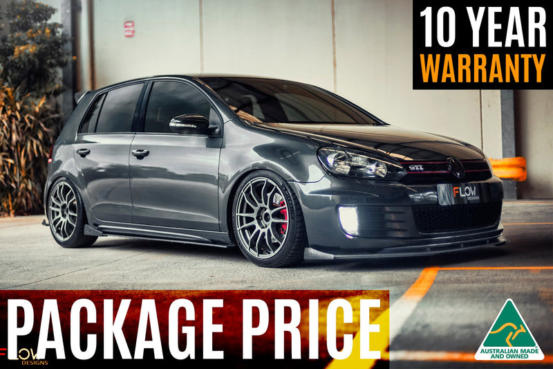 FLOW DESIGNS FULL LIP SPLITTER SET WITH BOLT ON ACCESSORIES | GOLF GTI MK6